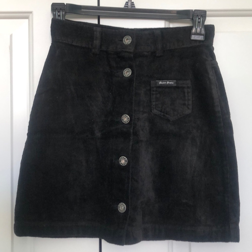 Guess Jeans Black Corduroy Mini Denim Skirt